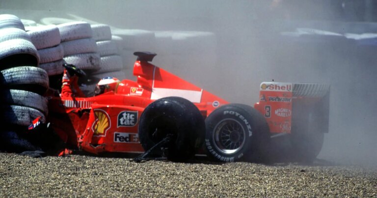 Ferrari's Schumacher Faces Broken Leg After Brake Failure at Silverstone